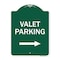 Signmission Valet Parking with Right Arrow, Green & White Aluminum Architectural Sign, 18" x 24", GW-1824-22749 A-DES-GW-1824-22749 - alternate 1